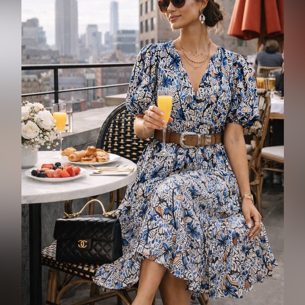 Ulla Johnson Floral‎ Midi Dress – Size 4 – Rare Print – Luxury Boho Elegance